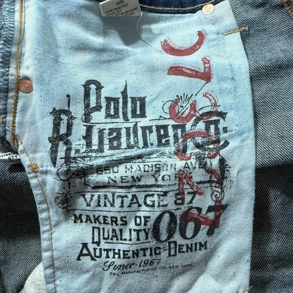 Vintage Polo Ralph Lauren Vintage 67 Jeans Mens 36x30 Blue‎ Dark Wash Whiskers